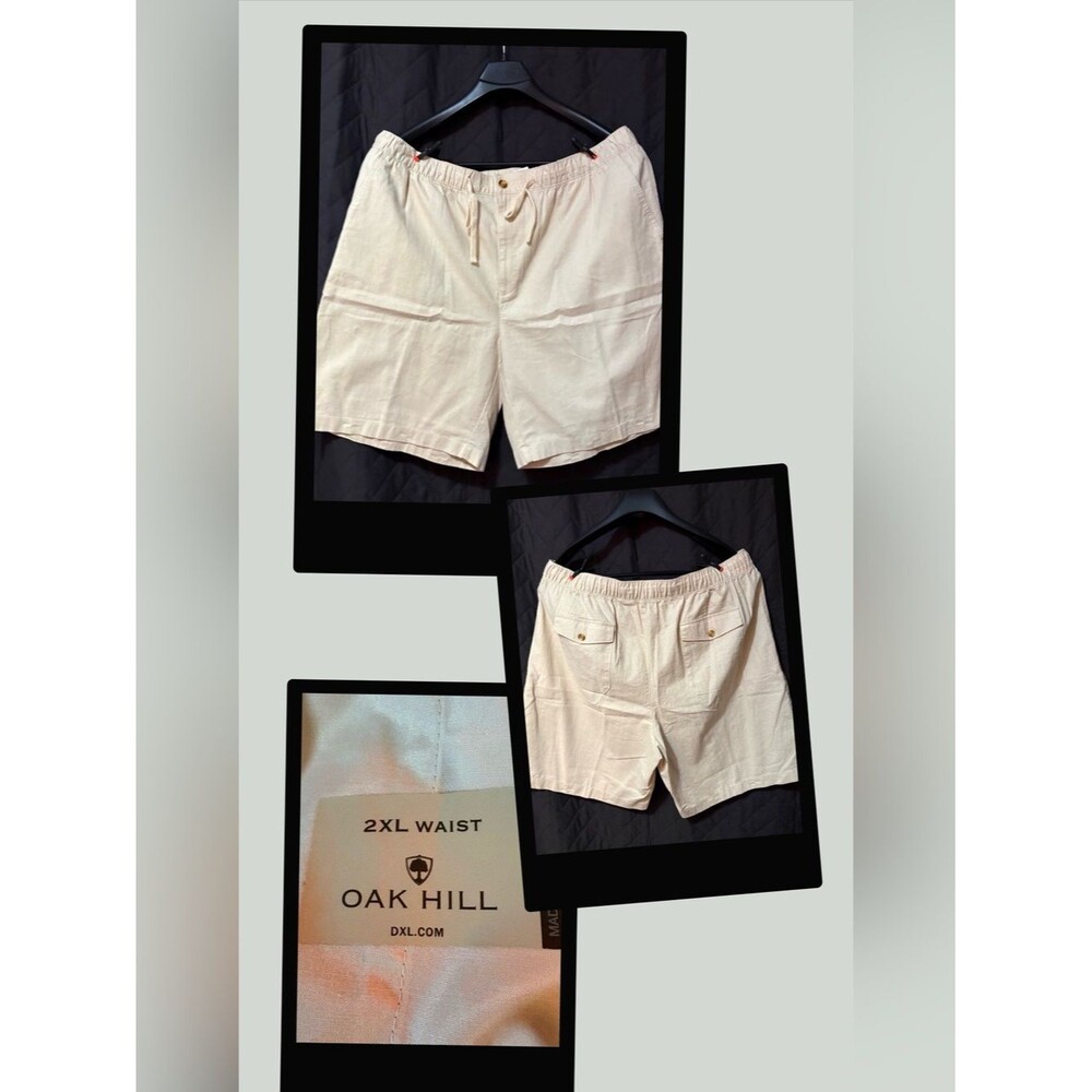 Men's Linen-Blend Drawstring Athletic Shorts in Cream ↕️23 #2011